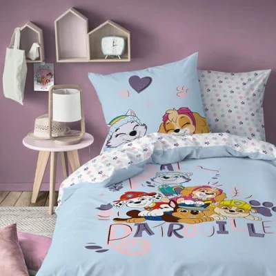 Afbeelding van Paw Patrol WAF beddengoed voor kinderen, 100% katoen, Oeko Tex, dekbedovertrek 140 x 200 cm + 1 kussensloop 63 cm, bedrukt jongens, blauw