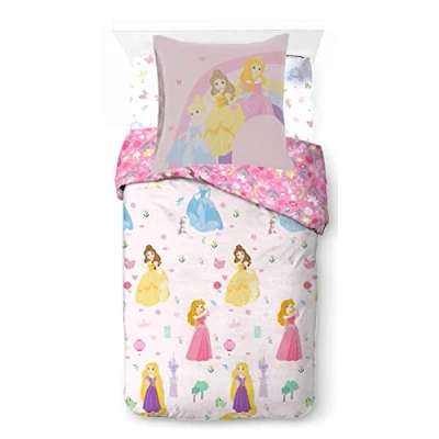 Afbeelding van Disney prinses, kinderbeddengoed 140 x 200 cm, 100% katoen, eenpersoonsbed Inclusief dekbedovertrek, hoeslaken en kussensloop 65 cm geschikt voor bedden van 90 190 tot