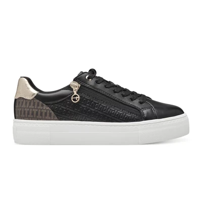Afbeelding van Tamaris Sneakers laag, Dames, Maat: 40, Black gold Imitatieleer/ textiel