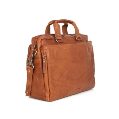 Afbeelding van Spikes &amp; Sparrow Leren Laptoptas 16.4 inch 3 Vaks Bronco Brandy