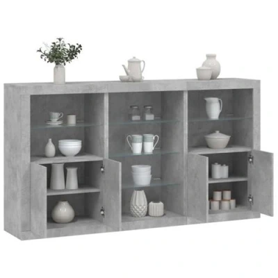 Afbeelding van vidaXL Dressoir met LED verlichting 181,5x37x100 cm betongrijs