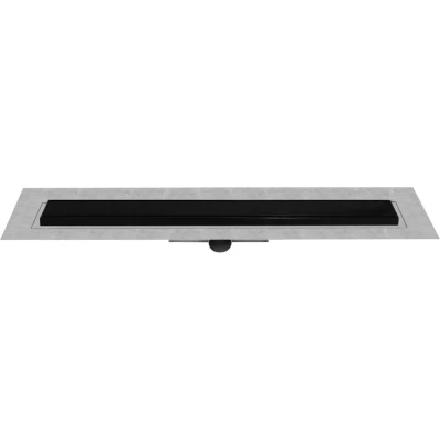 Afbeelding van Easy Drain Compact 30 TAF Modulo douchegoot RVS m. Zero+ rooster, waterslot 30mm 80cm inbouwdiepte 70mm met zijuitloop zwart