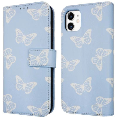 Afbeelding van iMoshion Hoesje Geschikt voor iPhone 11 Met Pasjeshouder Design Bookcase smartphone Blauw / Butterfly