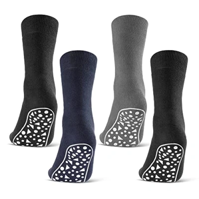 Afbeelding van sockenkauf24 2 of 4 6 paar antislipsokken voor heren en dames, zwart, blauw, grijs, zwart blauw grijs