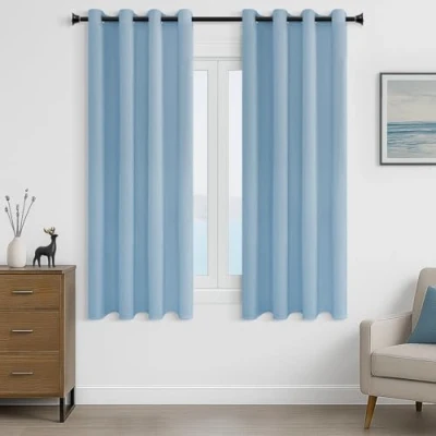 Afbeelding van MRTREES Verduisteringsgordijnen, thermo gordijn, blauw, eend, 140 x 160 cm, modern, deurgordijn, binnengordijn, raam, keuken, slaapkamer, meisjeskamer kledingkast, 2 stuks met ogen