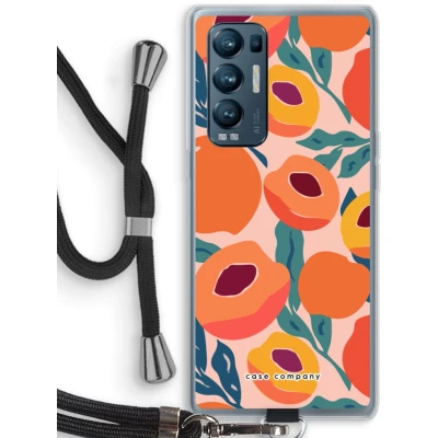 Afbeelding van Case Company® hoesje met Koord geschikt voor Oppo Find X3 Neo Perzik Telefoonhoesje Zwart Bescherming aan alle Kanten en Over de Schermrand