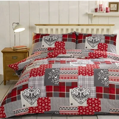 Afbeelding van Rapport Alpine Patchwork Beddengoedset, 100% katoen, sneeuwvlokmotief, 200 x 0,5 cm, rood/meerkleurig