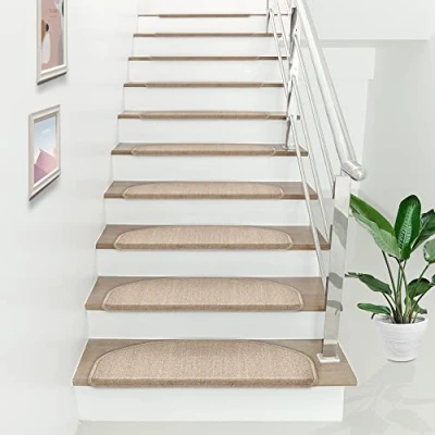 Afbeelding van Trapmat set afgerond zelfklevend 15 stuks beige