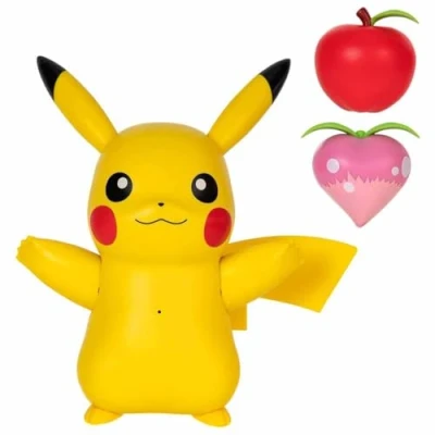 Afbeelding van Pokémon Train and Play Pikachu Deluxe 11,4 cm grote figuur met lichten, geluiden en beweegbare ledematen plus interactieve accessoires