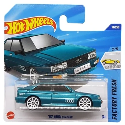 Afbeelding van Hot Wheels 87 Audi Quattro Factory Fresh 2/5 (16/250) HYW72 blauw 2025 + korte kaartbeschermer Frikimonkey