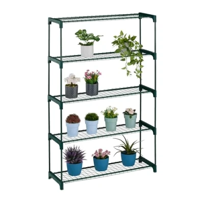 Afbeelding van Relaxdays plantenrek binnen 5 etages 139 cm hoog bloemenrek staal kamerplanten