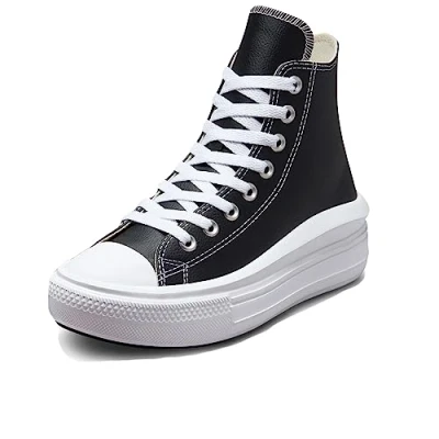 Image de Converse Chuck Taylor All Star Move Platform Foundational Leather Baskets pour femme, Noir et blanc., 37.5 EU