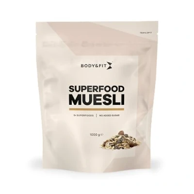 Afbeelding van Body &amp; Fit Superfoods Muesli Ontbijtgranen Rozijnen, Pitten, Zaden, Noten, Gedroogde Bessen, Cacao Nibs en Kokos 1000 gram
