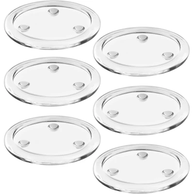 Afbeelding van Belle Vous 6 Pack van ronde helder glazen pijler kaars platen 10 cm/4 inch votief theelicht kaarsenhouder set ideaal voor spa decoraties, bruiloften, feesten, woondecoratie, tafel centerpieces &amp;
