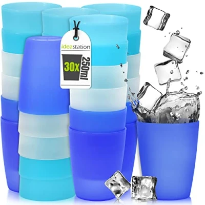 Afbeelding van idea station NEO plastic bekers 30 x 250 ml ijs editie party cups camping drinkbekers