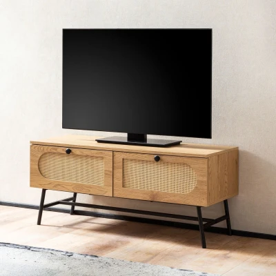 Afbeelding van Sky Style Nazar Eiken / Rattan TV Meubel met 2 Lades