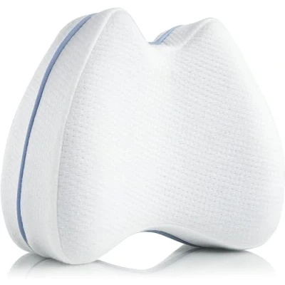 Afbeelding van Kniekussen voor zijslapers, orthopedisch beenkussen pijnvrije slaap, ergonomisch steunkussen van visco elastisch traagschuim, ademende overtrek, wasbaar, 23,5 x 9,5 cm