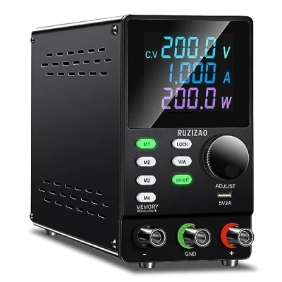 Afbeelding van RUZIZAO Laboratoriumvoeding, 200 V, 1 A, programmeerbare en geregelde laboratoriumvoeding met pc software, encoderknop, geheugen, uitgangsschakelaar, vergrendelingsknop