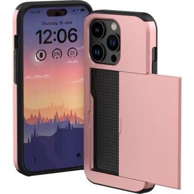 Afbeelding van iMoshion Hoesje Geschikt voor iPhone 15 Pro Ruimte 2 pasjes Backcover met pasjeshouder Rosé Goud