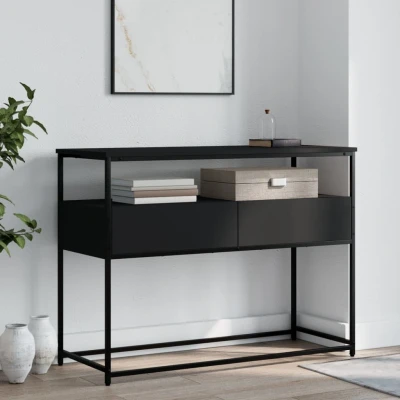 Afbeelding van Wandtafel 100x40x75 cm bewerkt hout zwart