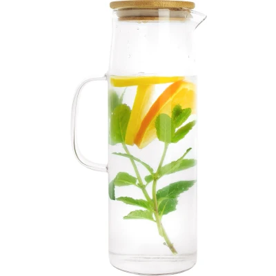 Afbeelding van Krumble Karaf met handvat en houten deksel 1,5 L Glas