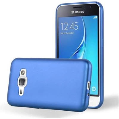 Afbeelding van Cadorabo Hoesje geschikt voor Samsung Galaxy J1 2015 in METAAL BLAUW Beschermhoes gemaakt van flexibel TPU silicone Case Cover