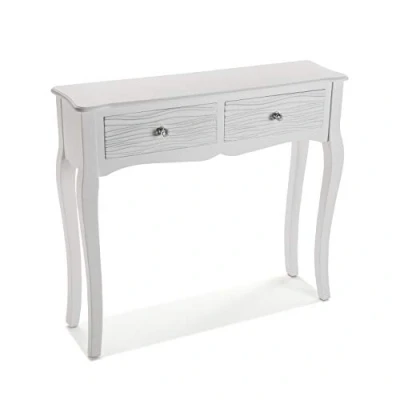 Afbeelding van Versa Avery Smal halmeubel met 2 laden, hout, 80 x 25 90 cm, wit