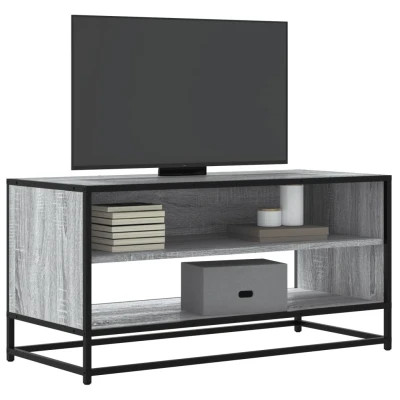 Afbeelding van Tv meubel 91x40x46 cm bewerkt hout metaal grijs sonoma eiken