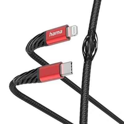 Afbeelding van Hama Oplaadkabel Extreme Usb C Lightning 1,5 M Nylon Zwart/Rood