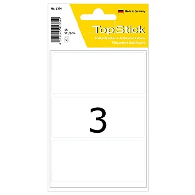 Afbeelding van TopStick 1354 multifunctionele etiketten groot (36x82 mm, 50 vellen, papier, mat) zelfklevend, universeel permanent zelfklevend om met de hand te beschrijven, 150 zelfklevende etiketten, wit