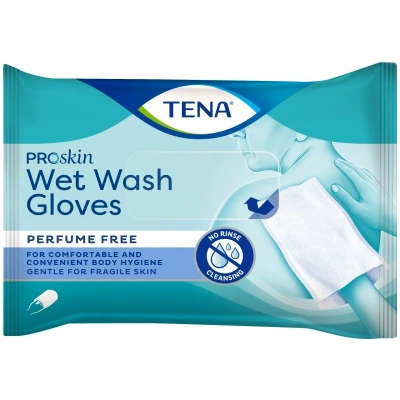 Afbeelding van TENA Wet Wash Handschoen Zonder Parfum 5 stuks
