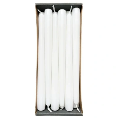 Afbeelding van Nordring 12 stuks conische kaarsen 2,3 cm x 25 hoog, wit, RAL gecertificeerd, druppelvrij en rookarm, ca. 8 uur brandduur, tafeldecoratie kandelaar