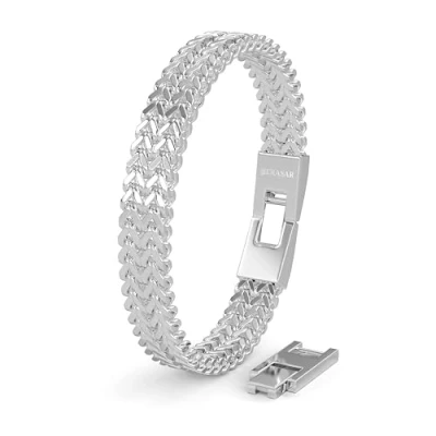 Afbeelding van SERASAR Premium armband van roestvrij staal voor heren [Franco] 316L chirurgisch waterbestendig veilige sluiting drie kleuren sieradendoosje inbegrepen, rvs, Geen edelsteen