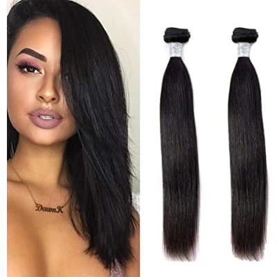 Afbeelding van Richair braziliaans weefsel in set van 2 gladde bundels 50 g/bundel (100 g totaal) braziliaanse strengen 18 inch natuurlijk menselijk haar maagdelijke rechte extensies 8A