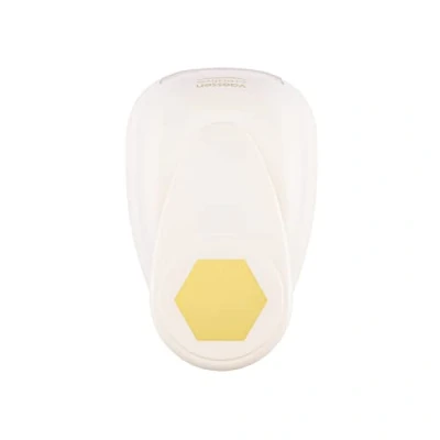 Afbeelding van Vaessen Creative Zeshoekige perforator voor kraftpapier, 4,4 x 5,1 cm, cirkelsnijder knutselen en kaarten maken, wit/roze, cm