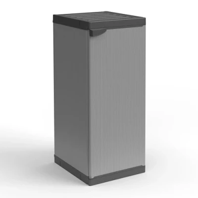 Afbeelding van Adventa Kast van pvc hars en PP, 1 deur, plank, eenvoudig te monteren, modulair systeem, duurzaam, geschikt voor binnen buiten, 34 x 40 85 cm (b h), grijs zwart, klein, 4 stuks