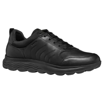 Afbeelding van Geox U Spherica Sneakers laag, Heren, Maat: 45, Black Leer en textiel