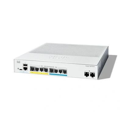 Image de Cisco Catalyst 1300 8MGP 2X Commutateur C3 Géré 4 x Ethernet Gigabit + 100/1000/2.5G 2 10 SFP+ Montable sur rack PoE+ (120 W)