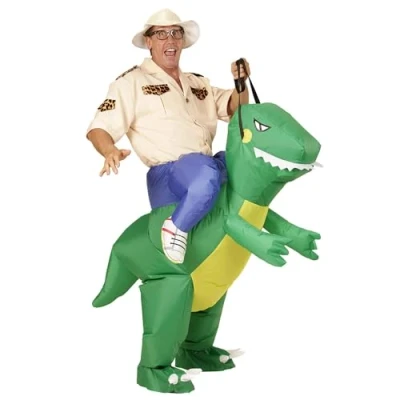 Afbeelding van Opblaasbaar man op dinosaurusrug kostuum voor volwassenen Verkleedkleding One size