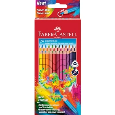 Image de Faber castell buntstifte dreikant, 24er kartonetui dreieckig, lackierter schaft, lnge: 174 mm, bruchgeschtzte mine durch spezia