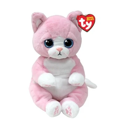 Image de Peluche TY Beaniee Bellies Medium Lilibelle le chat 30 cm Rose et Blanc