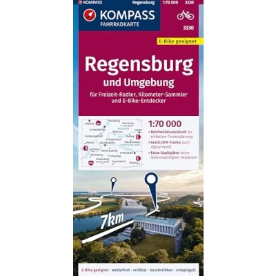 Afbeelding van KOMPASS Fahrradkarte 3330 Regensburg und Umgebung 1:70.000