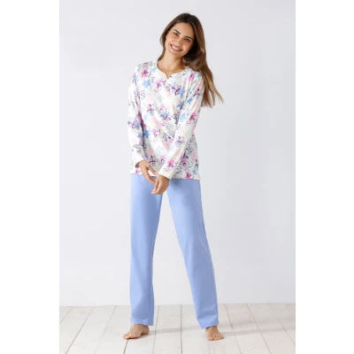 Afbeelding van Hajo pyjama dames polyester blauw