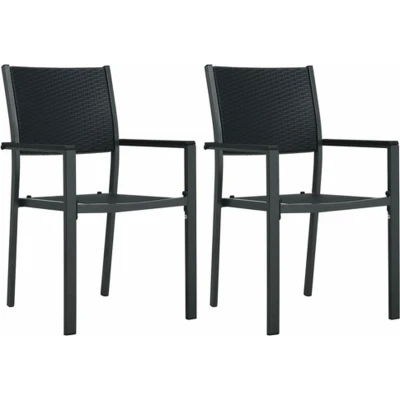 Afbeelding van Tuinstoel 2 st rattan look kunststof zwart