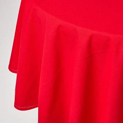 Afbeelding van Homescapes tafelkleed van 100% katoen, 180 cm rond, rood