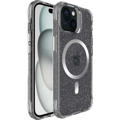 Afbeelding van imoshion Hoesje Geschikt voor iPhone 15 Glitter Backcover MagSafe 2.0 Zilver