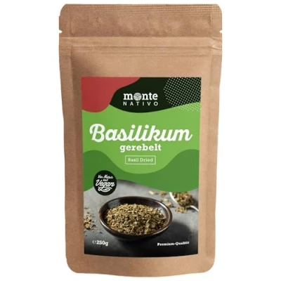 Afbeelding van Monte Nativo gedroogde basilicum (250 g) voorzichtig specerijen ideale voor bakken, pizza en pasta frisse smaak aroma je favoriete gerechten