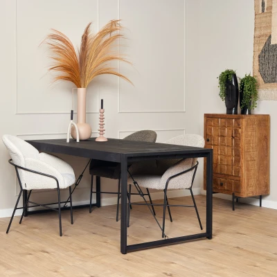Afbeelding van StarFurn Eettafel Boaz Zwart 200cm