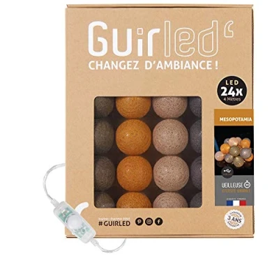 Afbeelding van String van verlichting katoenen ballen USB, inclusief dubbele USB lader 2 A, 3 intensiteiten, 24 ballen, Mesopotamië