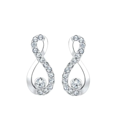 Afbeelding van Elli Infinity damesoorbellen elegante kristallen oorstekers 925 sterling zilver kristal, zilver, Kristal